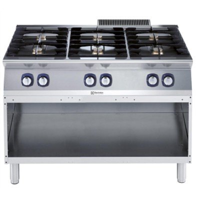 Electrolux Professional Endüstriyel 6 Açık Ateşli Gazlı Ocak, Açık Alt Dolaplı, Her Brulör 5,5 Kw - 1200 Mm E7GCGL6CO0