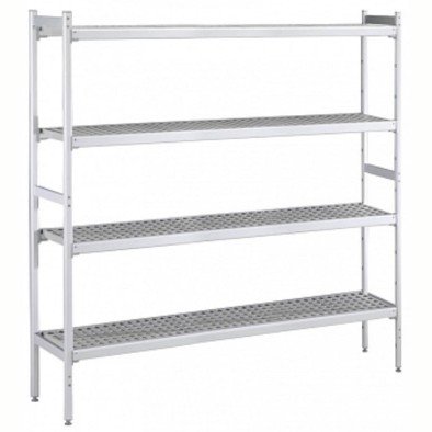 Electrolux Professional Düz Etejer Seti, Aluminyum Ayaklı, 4 Raflı, Her Raf Demonte Polietilen Tabletlerden Oluşur, Tabletler Bulaşık Makinesinde Yıkanabilir - 475x2935 Mm, H=1700 Mm BLS2935
