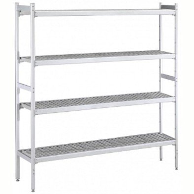 Electrolux Professional Düz Etejer Seti, Aluminyum Ayaklı, 4 Raflı, Her Raf Demonte Polietilen Tabletlerden Oluşur, Tabletler Bulaşık Makinesinde Yıkanabilir - 475x2760 Mm, H=1700 Mm BLS2760