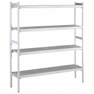 Electrolux Professional Düz Etejer Seti, Aluminyum Ayaklı, 4 Raflı, Her Raf Demonte Polietilen Tabletlerden Oluşur, Tabletler Bulaşık Makinesinde Yıkanabilir - 475x2580 Mm, H=1700 Mm BLS2580