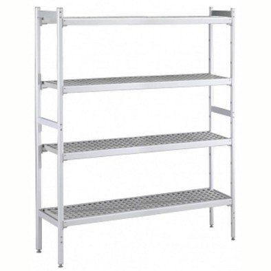 Electrolux Professional Düz Etejer Seti, Aluminyum Ayaklı, 4 Raflı, Her Raf Demonte Polietilen Tabletlerden Oluşur, Tabletler Bulaşık Makinesinde Yıkanabilir - 475x2404 Mm, H=1700 Mm BLS2404