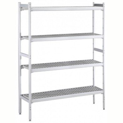 Electrolux Professional Düz Etejer Seti, Aluminyum Ayaklı, 4 Raflı, Her Raf Demonte Polietilen Tabletlerden Oluşur, Tabletler Bulaşık Makinesinde Yıkanabilir - 475x2224 Mm, H=1700 Mm BLS2224