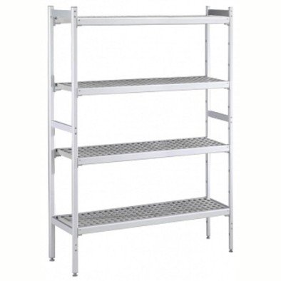 Electrolux Professional Düz Etejer Seti, Aluminyum Ayaklı, 4 Raflı, Her Raf Demonte Polietilen Tabletlerden Oluşur, Tabletler Bulaşık Makinesinde Yıkanabilir - 475x2048 Mm, H=1700 Mm BLS2048