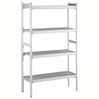 Electrolux Professional Düz Etejer Seti, Aluminyum Ayaklı, 4 Raflı, Her Raf Demonte Polietilen Tabletlerden Oluşur, Tabletler Bulaşık Makinesinde Yıkanabilir - 475x1696 Mm, H=1700 Mm BLS1696