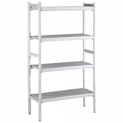 Electrolux Professional Düz Etejer Seti, Aluminyum Ayaklı, 4 Raflı, Her Raf Demonte Polietilen Tabletlerden Oluşur, Tabletler Bulaşık Makinesinde Yıkanabilir - 475x1606 Mm, H=1700 Mm BLS1606