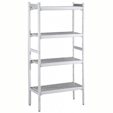 Electrolux Professional Düz Etejer Seti, Aluminyum Ayaklı, 4 Raflı, Her Raf Demonte Polietilen Tabletlerden Oluşur, Tabletler Bulaşık Makinesinde Yıkanabilir - 475x1394 Mm, H=1700 Mm BLS1394