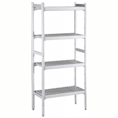 Electrolux Professional Düz Etejer Seti, Aluminyum Ayaklı, 4 Raflı, Her Raf Demonte Polietilen Tabletlerden Oluşur, Tabletler Bulaşık Makinesinde Yıkanabilir - 475x1304 Mm, H=1700 Mm BLS1304