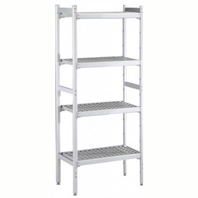 Electrolux Professional Düz Etejer Seti, Aluminyum Ayaklı, 4 Raflı, Her Raf Demonte Polietilen Tabletlerden Oluşur, Tabletler Bulaşık Makinesinde Yıkanabilir - 475x1216 Mm, H=1700 Mm BLS1216