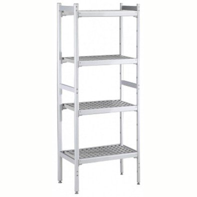 Electrolux Professional Düz Etejer Seti, Aluminyum Ayaklı, 4 Raflı, Her Raf Demonte Polietilen Tabletlerden Oluşur, Tabletler Bulaşık Makinesinde Yıkanabilir - 475x1126 Mm, H=1700 Mm BLS1126