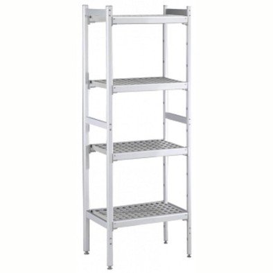 Electrolux Professional Düz Etejer Seti, Aluminyum Ayaklı, 4 Raflı, Her Raf Demonte Polietilen Tabletlerden Oluşur, Tabletler Bulaşık Makinesinde Yıkanabilir - 475x1037 Mm, H=1700 Mm BLS1038