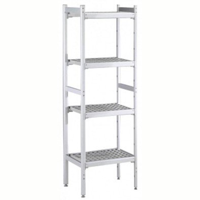 Electrolux Professional Düz Etejer Seti, Aluminyum Ayaklı, 4 Raflı, Her Raf Demonte Polietilen Tabletlerden Oluşur, Tabletler Bulaşık Makinesinde Yıkanabilir - 475x950 Mm, H=1700 Mm BLS950