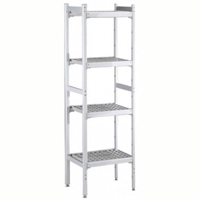 Electrolux Professional Düz Etejer Seti, Aluminyum Ayaklı, 4 Raflı, Her Raf Demonte Polietilen Tabletlerden Oluşur, Tabletler Bulaşık Makinesinde Yıkanabilir - 475x862 Mm, H=1700 Mm BLS862