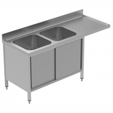Electrolux Professional Tezgahaltı Bulaşık Makinesi İçin Dolaplı Tezgah, 2 Evyeli (500x500x290 Mm), Damlalığı Sağda, 2 Kayar Kapılı, 1800 Mm, Plus GLR2DSXPP Electrolux Professional Tezgahaltı Bulaşık Makinesi İçin Dolaplı Tezgah, 2 Evyeli (500x500x290 Mm), Damlalığı Sağda, 2 Kayar Kapılı, 1800 Mm, Plus GLR2DSXPP