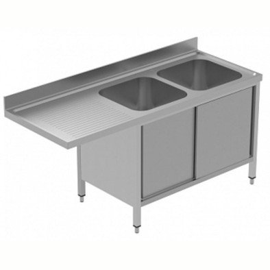 Electrolux Professional Tezgahaltı Bulaşık Makinesi İçin Dolaplı Tezgah, 2 Evyeli (500x500x290 Mm), Damlalığı Solda, 2 Kayar Kapılı, 1800 Mm, Plus GLR2SSPP Electrolux Professional Tezgahaltı Bulaşık Makinesi İçin Dolaplı Tezgah, 2 Evyeli (500x500x290 Mm), Damlalığı Solda, 2 Kayar Kapılı, 1800 Mm, Plus GLR2SSPP