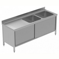 Electrolux Professional Dolaplı Evyeli Tezgah, 2 Evyeli (600x500 Mm), Sol Damlalıklı, 2 Kayar Kapılı - 2100 Mm, Plus GLG2126SXP Electrolux Professional Dolaplı Evyeli Tezgah, 2 Evyeli (600x500 Mm), Sol Damlalıklı, 2 Kayar Kapılı - 2100 Mm, Plus GLG2126SXP