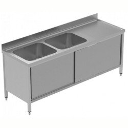Electrolux Professional Dolaplı Evyeli Tezgah, 2 Evyeli (600x500 Mm), Sağ Damlalıklı, 2 Kayar Kapılı - 1800 Mm, Plus GLG1826DXP Electrolux Professional Dolaplı Evyeli Tezgah, 2 Evyeli (600x500 Mm), Sağ Damlalıklı, 2 Kayar Kapılı - 1800 Mm, Plus GLG1826DXP
