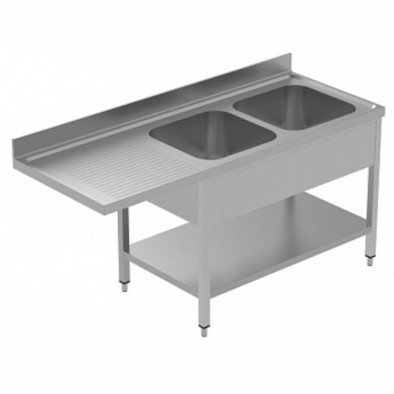Electrolux Professional Tezgahaltı Bulaşık Makinesi Tezgahı, 2 Evye (500x500 Mm) & Sol Tarafta Süzdürme, Taban Raflı - 1800 Mm, Plus GLR2SSPELS Electrolux Professional Tezgahaltı Bulaşık Makinesi Tezgahı, 2 Evye (500x500 Mm) & Sol Tarafta Süzdürme, Taban Raflı - 1800 Mm, Plus GLR2SSPELS