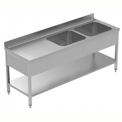 Electrolux Professional 2 Evyeli Tezgah, Evyeleri 600x500 Mm, Damlalığı Solda, Taban Raflı - 2100 Mm, Plus LSGLG2126S Electrolux Professional 2 Evyeli Tezgah, Evyeleri 600x500 Mm, Damlalığı Solda, Taban Raflı - 2100 Mm, Plus LSGLG2126S
