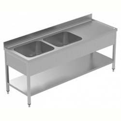 Electrolux Professional 2 Evyeli Tezgah, Evyeleri 600x500 Mm, Damlalığı Sağda, Taban Raflı - 2100 Mm, Plus LSGLG2126D Electrolux Professional 2 Evyeli Tezgah, Evyeleri 600x500 Mm, Damlalığı Sağda, Taban Raflı - 2100 Mm, Plus LSGLG2126D