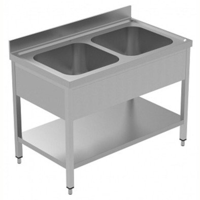 Electrolux Professional 2 Evyelı Tezgah, Evyeleri 500x500 Mm, Taban Raflı - 1200 Mm, Plus LSGLG1225E Electrolux Professional 2 Evyelı Tezgah, Evyeleri 500x500 Mm, Taban Raflı - 1200 Mm, Plus LSGLG1225E