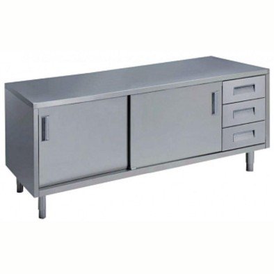 Electrolux Professional Dolaplı Çalışma Tezgahı, Sağda 3'lü Çekmeceli, 2 Kayar Kapılı, 2000mm MTA2000DXPN