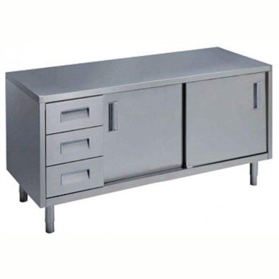 Electrolux Professional Dolaplı Çalışma Tezgahı, Solda 3'lü Çekmeceli, 2 Kayar Kapılı, 1600mm MTA1600SXPN