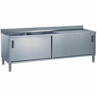 Electrolux Professional Dolaplı 2 Evyeli Tezgah, Evyeler (600x500 Mm), Damlalık Sağ Tarafta, 2 Kayar Kapılı, 2000 Mm MLA2026DXPN Electrolux Professional Dolaplı 2 Evyeli Tezgah, Evyeler (600x500 Mm), Damlalık Sağ Tarafta, 2 Kayar Kapılı, 2000 Mm MLA2026DXPN