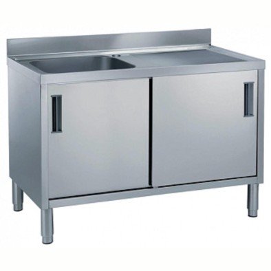 Electrolux Professional Dolaplı 1 Evyeli Tezgah, Evyesi (600x500 Mm), Damlalık Sağ Tarafta, 2 Kayar Kapılı, 1400 Mm MLA1416DXPN Electrolux Professional Dolaplı 1 Evyeli Tezgah, Evyesi (600x500 Mm), Damlalık Sağ Tarafta, 2 Kayar Kapılı, 1400 Mm MLA1416DXPN