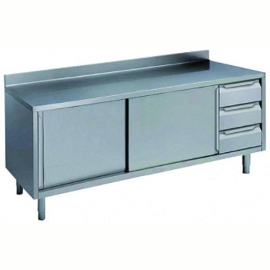 Electrolux Professional Dolaplı Çalışma Tezgahı, Sağda 3'lü Çekmece Bloğu Ve Solda 2 Kayar Kapı, Sırtlı - 2000 Mm NTA2010DXP Electrolux Professional Dolaplı Çalışma Tezgahı, Sağda 3'lü Çekmece Bloğu Ve Solda 2 Kayar Kapı, Sırtlı - 2000 Mm NTA2010DXP