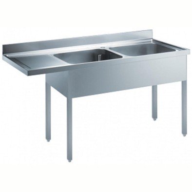Electrolux Professional Tezgahaltı Bulaşık Makinesi İçin Tezgah, 2 Evyeli (500x500 Mm), Damlalık Solda - 1800 Mm EDBD1817L