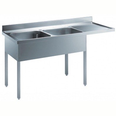 Electrolux Professional Tezgahaltı Bulaşık Makinesi İçin Tezgah, 2 Evyeli (500x500 Mm), Damlalık Sağda - 1800 Mm EDBD1817R