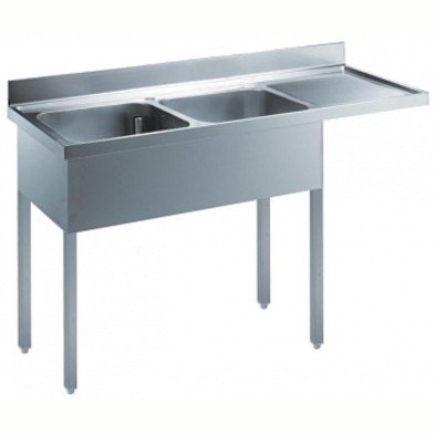 Electrolux Professional Tezgahaltı Bulaşık Makinesi İçin Tezgah, 2 Evyeli (400x500 Mm), Damlalık Sağda - 1600 Mm EDBD1617R