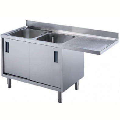 Electrolux Professional Tezgahaltı Bulaşık Makinesi İçin Dolaplı Tezgah, 2 Evyeli (500x500x290 Mm), Damlalığı Sağda - 1800 Mm MLA2DTN