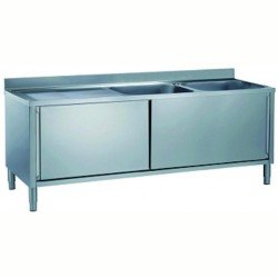 Electrolux Professional Dolaplı Evyeli Tezgah, 2 Evyeli (600x500 Mm), Damlalık Solda, 2 Kayar Kapılı - 1800 Mm MLA1826SXN Electrolux Professional Dolaplı Evyeli Tezgah, 2 Evyeli (600x500 Mm), Damlalık Solda, 2 Kayar Kapılı - 1800 Mm MLA1826SXN