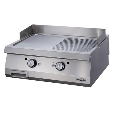 Öztiryakiler Gazlı Grill Plate, Yarı Oluklu, 80x70x30 Cm, Krom Kaplı, Ogg 8070 1/2 N