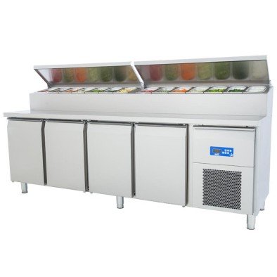 Öztiryakiler Dört Inox Kapılı Buzdolabı Pizza Hazırlık Tablalı, Tag 470 Ntv, 240x70 Cm Öztiryakiler Dört Inox Kapılı Buzdolabı Pizza Hazırlık Tablalı, Tag 470 Ntv, 240x70 Cm