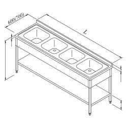 Öztiryakiler Evyeli Tezgahı 4g 3 Taban Raflı 190x60 Cm Öztiryakiler Evyeli Tezgahı 4g 3 Taban Raflı 190x60 Cm