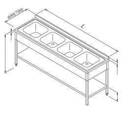 Öztiryakiler Evyeli Tezgahı 4g 3 Taban Raflı 240x60 Cm Öztiryakiler Evyeli Tezgahı 4g 3 Taban Raflı 240x60 Cm