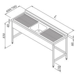 Öztiryakiler Evyeli Tezgah, 1g/2d, 3 Perdeli, 120x60 Cm