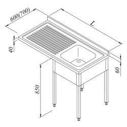 Öztiryakiler Bulaşık Makinası Üstü Evyeli Tezgah 1g/1d Sol 140x60 Cm