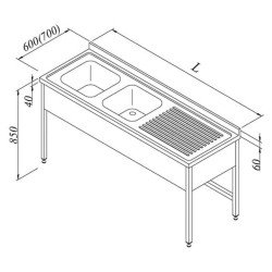 Öztiryakiler Evyeli Tezgah, 2g/1d, Sağ 3 Perdeli, 180x70 Cm