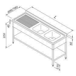 Öztiryakiler Evyeli Tezgahı 2g/1d Sol 3 Perdeli Taban Raflı 200x70 Cm Öztiryakiler Evyeli Tezgahı 2g/1d Sol 3 Perdeli Taban Raflı 200x70 Cm