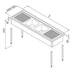 Öztiryakiler Evyeli Tezgah, 2g/2d, 3 Perdeli, Demonte, 240x60 Cm Öztiryakiler Evyeli Tezgah, 2g/2d, 3 Perdeli, Demonte, 240x60 Cm