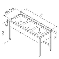 Öztiryakiler Evyeli Tezgah, 3 Perdeli, 3 Gözlü, 180x70 Cm Öztiryakiler Evyeli Tezgah, 3 Perdeli, 3 Gözlü, 180x70 Cm
