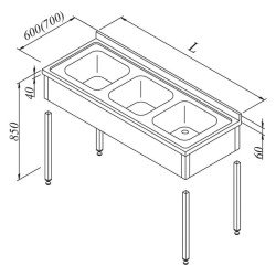 Öztiryakiler Evyeli Tezgah, 3 Perdeli, Demonte, 160x60 Cm Öztiryakiler Evyeli Tezgah, 3 Perdeli, Demonte, 160x60 Cm