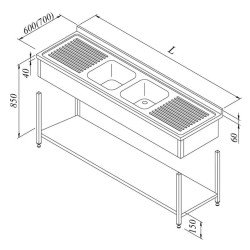 Öztiryakiler Evyeli Tezgahı 2g / 2d 3 Perdeli Taban Raflı Demonte 180x70 Cm Öztiryakiler Evyeli Tezgahı 2g / 2d 3 Perdeli Taban Raflı Demonte 180x70 Cm