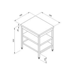 Öztiryakiler Çalışma Tezgahı Ara Raflı Sırtsız 60x60 Cm Öztiryakiler Çalışma Tezgahı Ara Raflı Sırtsız 60x60 Cm