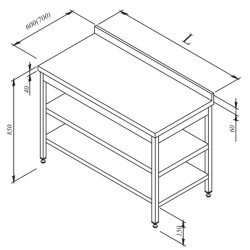 Öztiryakiler Çalışma Tezgahı Ara Raflı Sırtlı 140x70 Cm