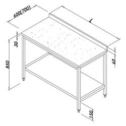 Öztiryakiler Çalışma Tezgahı Mermer Tablalı Taban Raflı 120x70 Cm