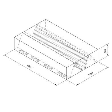 Kutu Tipi Çift Cidarlı Filtreli Orta Tip Davlumbaz, 400x150 Cm